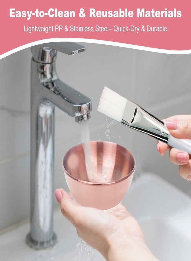ZGGAZCA 4Pcs Face Mask Mixing Bowl Set Facial Bowls and Masking Tool Kit with Rose Gold Face Mask Mixing Bowl Facial Brush Whisk and Measuring Spoons Esthetician Supplies for Masks and Facials - Image 4
